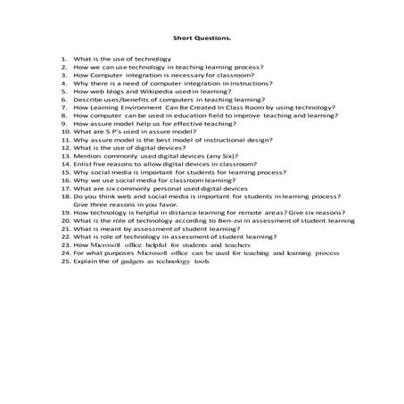 Short question learning and technology | DOCX