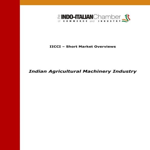 Short report on agricultural machinery   indo- italian coc