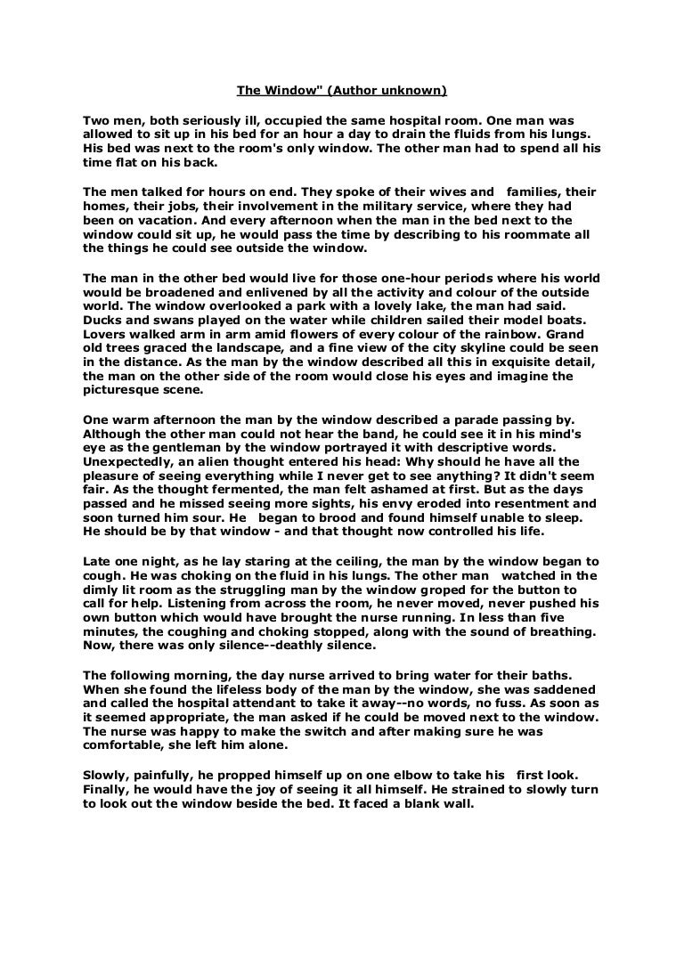 short story the window example short story essay