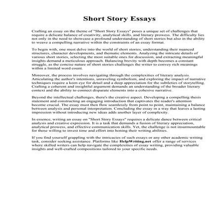 Short Story Essays. Greater Waco Advanced Health Care Academy