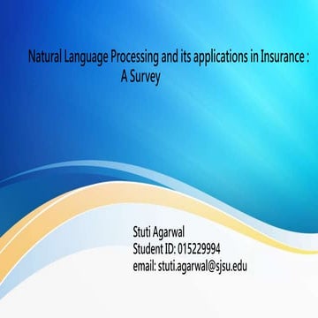 NLP and its application in Insurance -Short story presentation