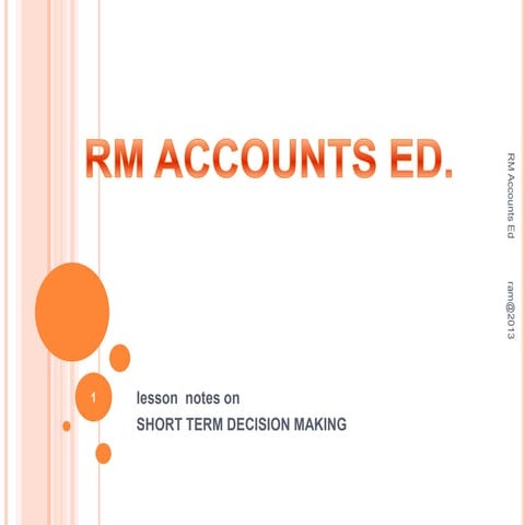 Short term decisions (notes)