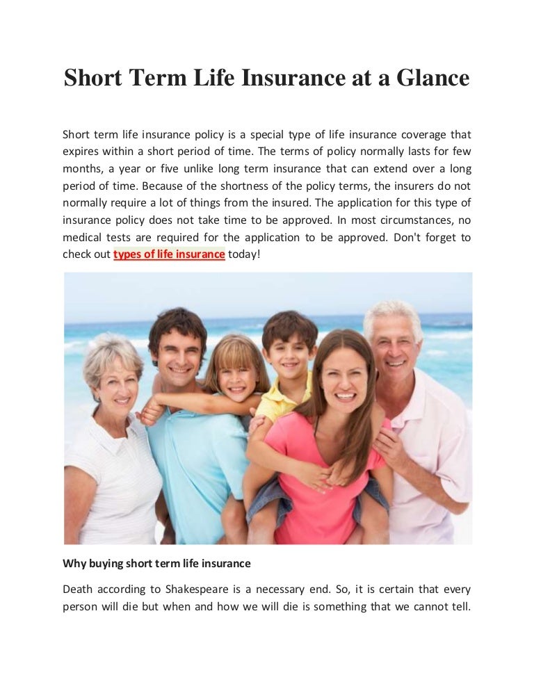 Short Term Life Insurance at a Glance