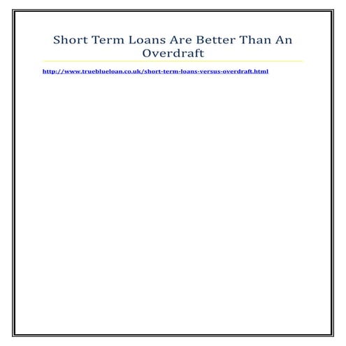 Short term loans are better than an overdraft | DOC