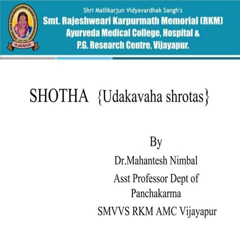 Shotha - Chikitsa charak samhita uttradh ppt