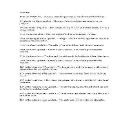 Shotlist template. | DOCX