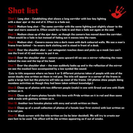 Shot list