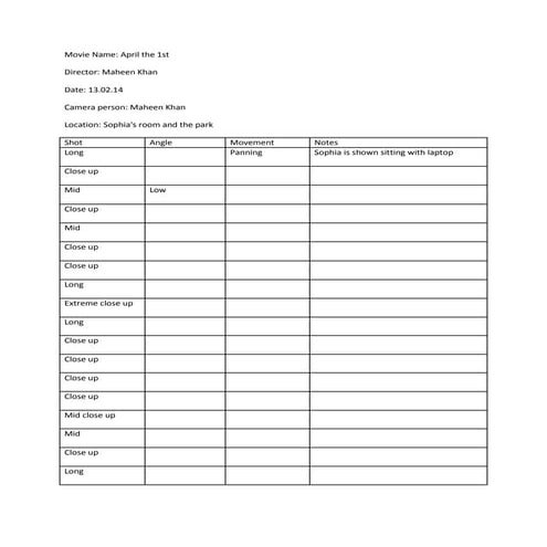 Shot division list | DOCX