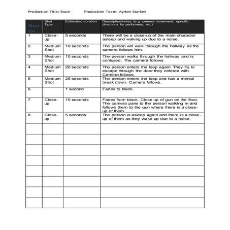 Shot List | DOCX