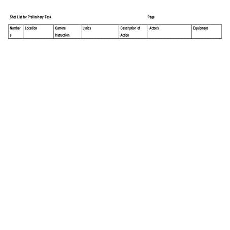 Shotlist 1 | DOCX