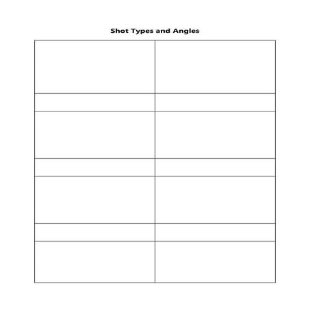 Shot types and angles blank proforma