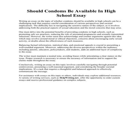 Should Condoms Be Available In High School Essay