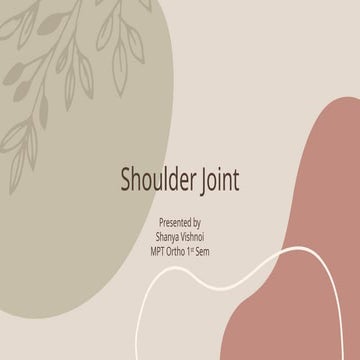 Shoulder Joint Anatomical structures and clinical implications
