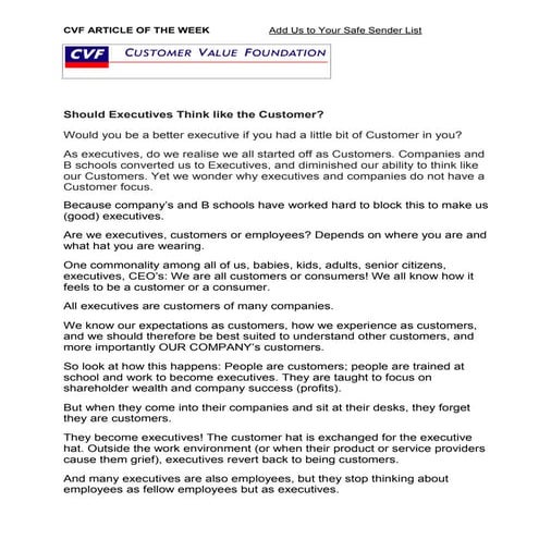 Should Executives Think like the Customer?