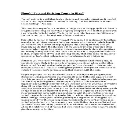 Task 2 - Should factual writing contain bias