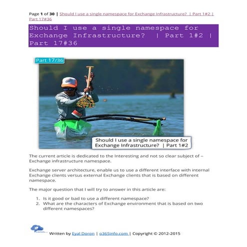 Should i use a single namespace for exchange infrastructure   part 1#2  part ...