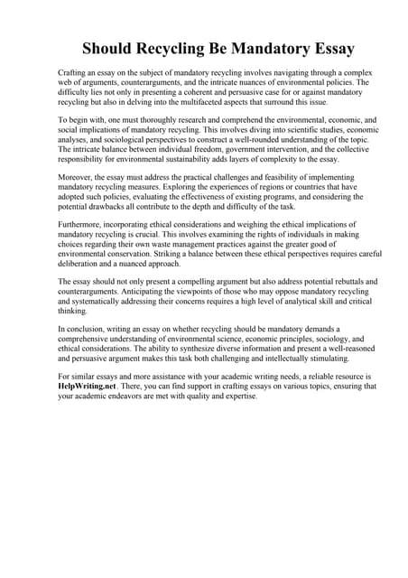 Beautiful view of Bachelors Exam Essay On Recycling