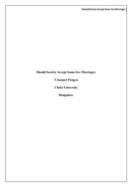 Should Society Accept Same Sex Marriage - A report