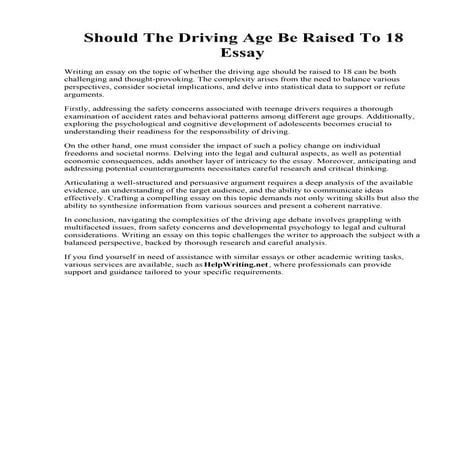 Should The Driving Age Be Raised To 18 Essay.pdf