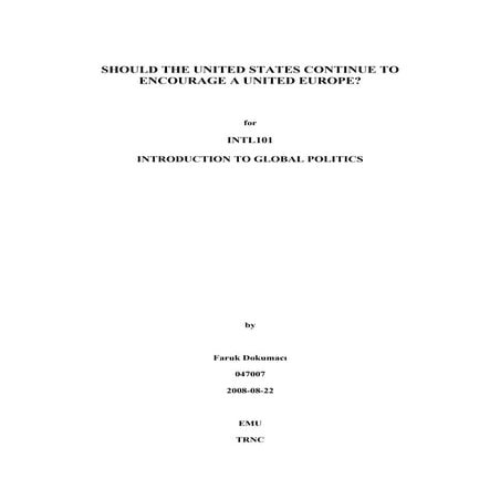 Should the United States Continue to Encourage a United Europe?