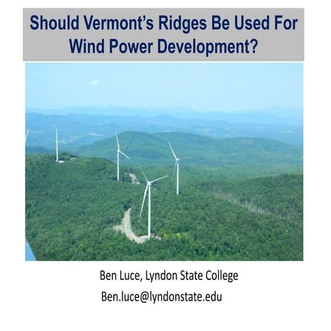 Should Vermont's Ridges Be Developed For Wind Power?