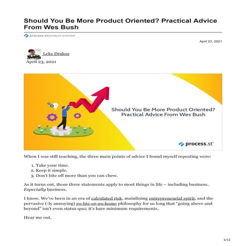 Should You Be More Product Oriented? Practical Advice From Wes Bush 