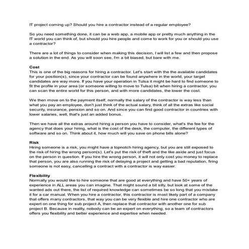 Should you hire a contractor instead of a regular employee