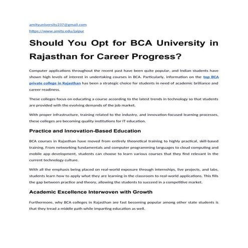 Should You Opt for BCA University in Rajasthan for Career Progress.docx