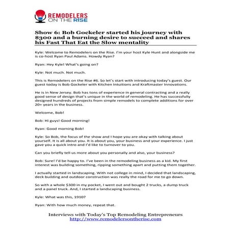 Show 6 with Bob Gockeler