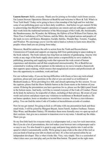 Transcript: Show and tell: What’s in your tech stack? - Tech Forum 2023