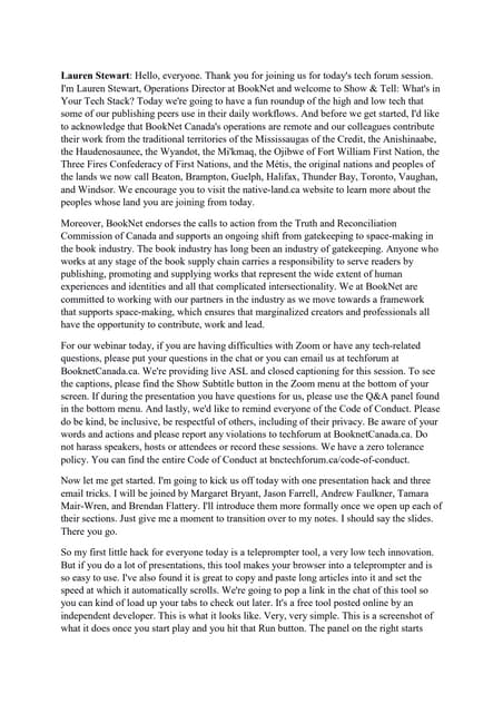 Transcript: Show and tell: What’s in your tech stack? - Tech Forum 2023