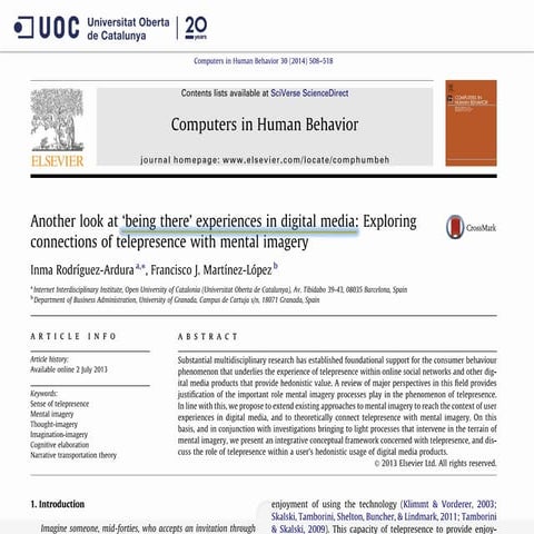 Another look at ‘being there’ experiences in digital media: exploring connect...