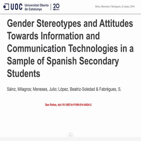 Gender Stereotypes and Attitudes Towards Information and Communication Techno...