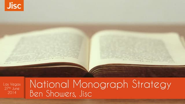 National Monograph Strategy