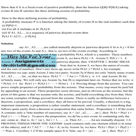 Show that if A is a fixed event of positive probability, then the fu.pdf
