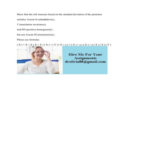 Show that the risk measure based on the standard deviation of the prem.pdf