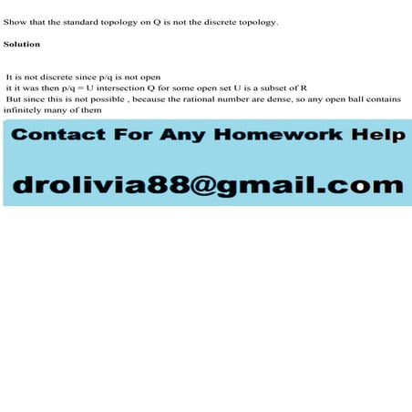 Show that the standard topology on Q is not the discrete topology..pdf