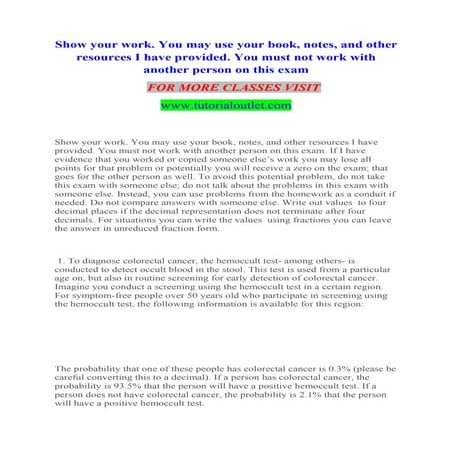 You must not work with another person on this exam Experience Tradition/tutor...