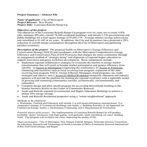 Shreveport Louisiana Retrofit Abstract