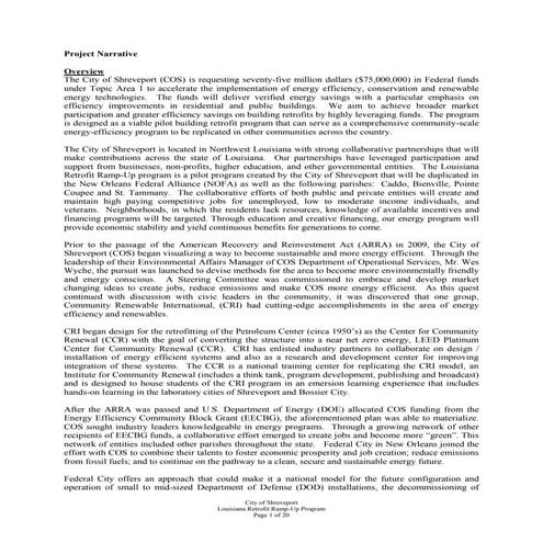 Shreveport Louisiana Retrofit Narrative