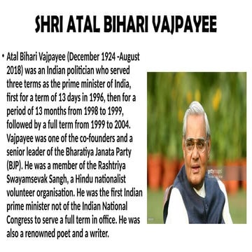 SHRI ATAL BIHARI VAJPAYEE prime minister.pptx