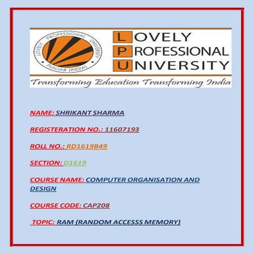 RAM (RANDOM ACCESS MEMORY)