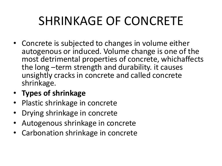 Shrinkage of concrete