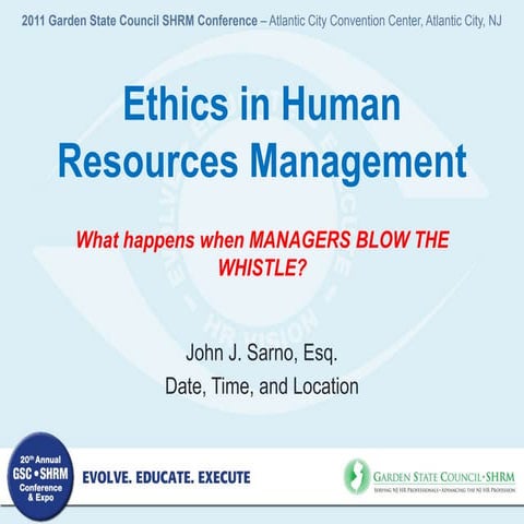 2011 Garden State Council SHRM Conference "Ethics in Human Resource Management"