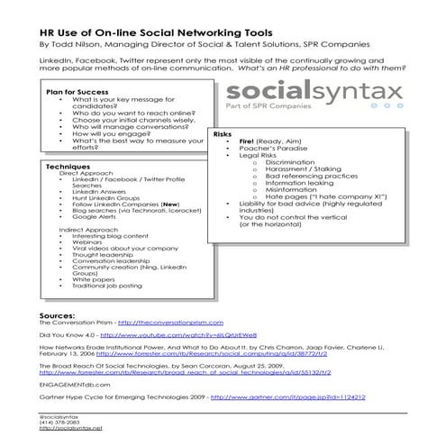 Shrp on line social networking handout