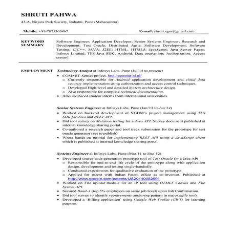 Shruti pahwa resume