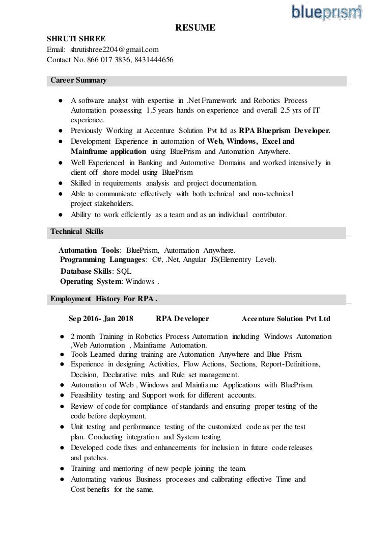 Shruti Rpa Resume Updated