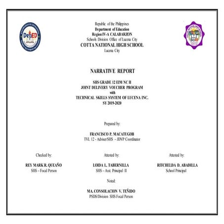 SHS_JDVP_BEST_PRACTICES_2019 - Narrative Report - Mam Itchel.docx