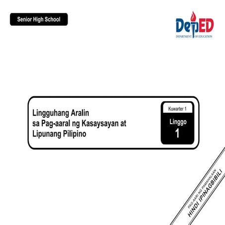 Lingguhang Aralin sa Pag-aaral ng Kasaysayan at Lipunang Pilipino | PDF