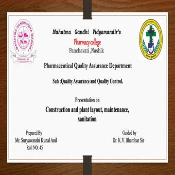 Construction and plant layout, maintenance, sanitation.pptx